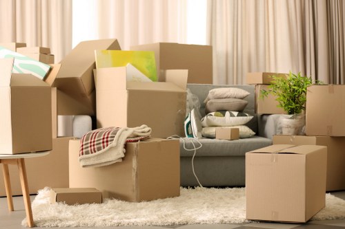 Packed household items prepared for a Kidbrooke house move