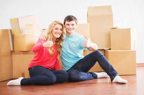 Moving van and boxes for a Kidbrooke home removal